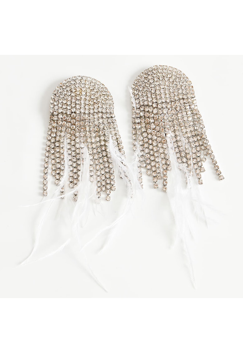 Cercei lungi cu clips si pene -  Paris