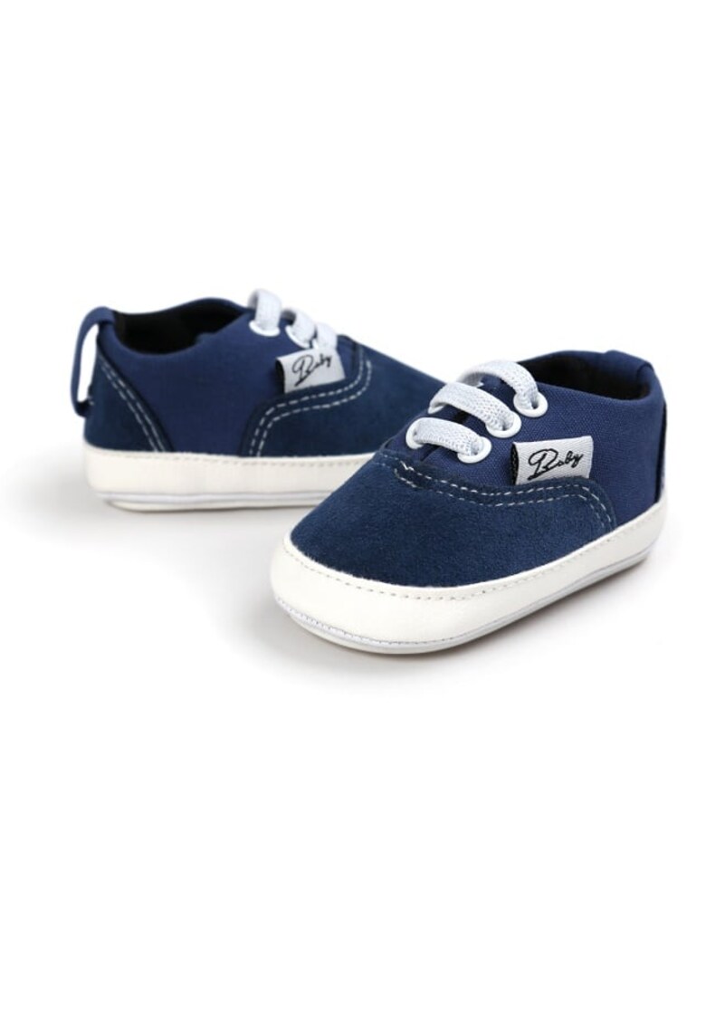 Pantofi Sport Cu Sireturi Elastice Si Talpa Flexibila - Casual - Textil - Baieti - Bleumarin