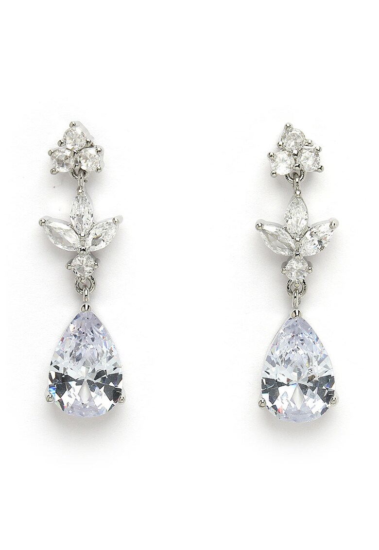 Cercei in forma de lacrima cu cristale - Argintiu