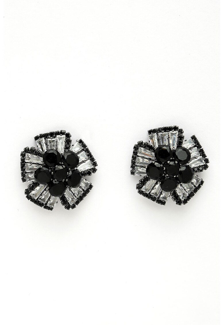 Cercei cu cristale - Negru/Alb murdar