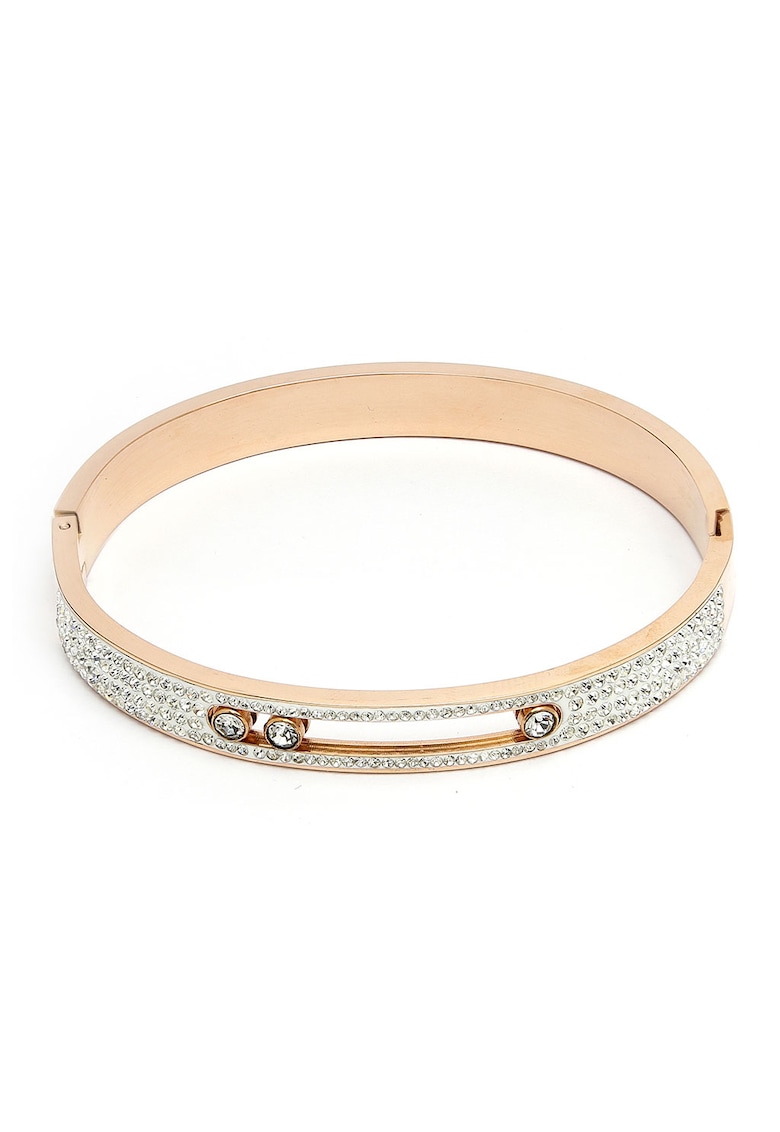 Bratara rotunda rigida cu cristale - Auriu/Argintiu