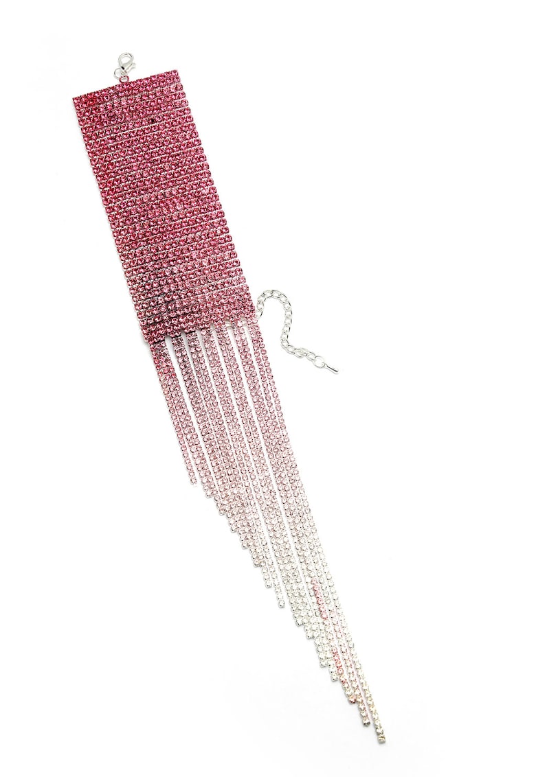 Bratara lata decorata cu cristale - Fucsia
