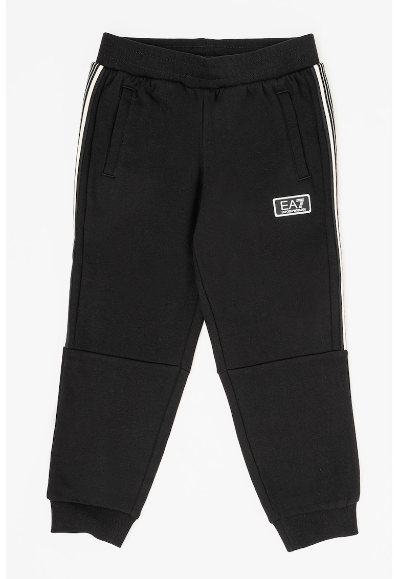 Pantaloni de trening din amestec de bumbac cu benzi laterale contrastante