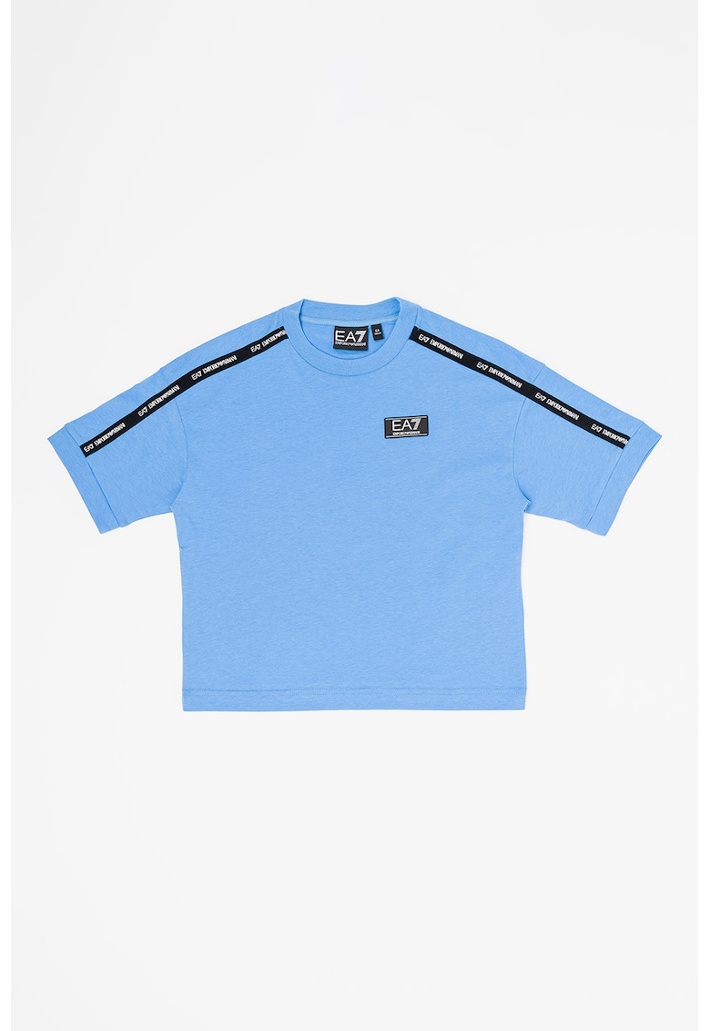 Tricou de bumbac cu logo - Albastru pastel