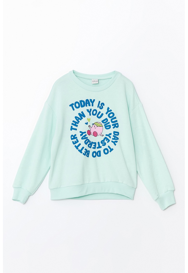 Bluza de trening cu decolteu la baza gatului si imprimeu Bluza de trening cu decolteu la baza gatului si imprimeu