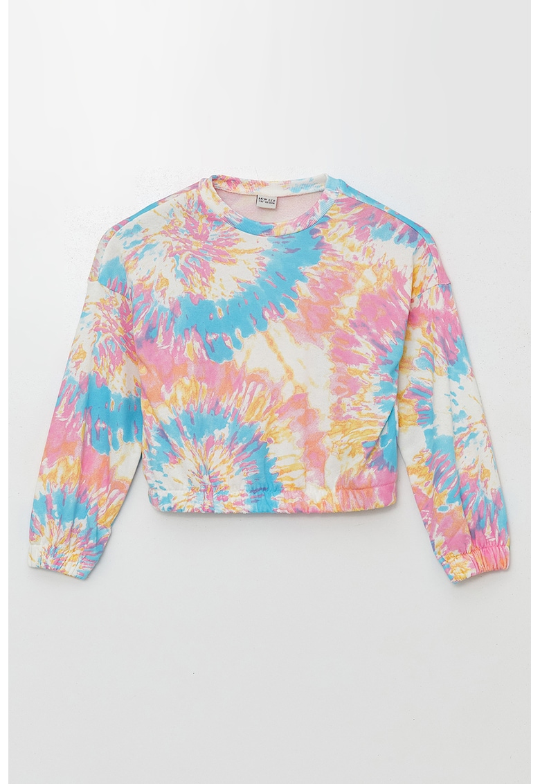 Bluza de trening cu imprimeu tie-dye si maneci cazute