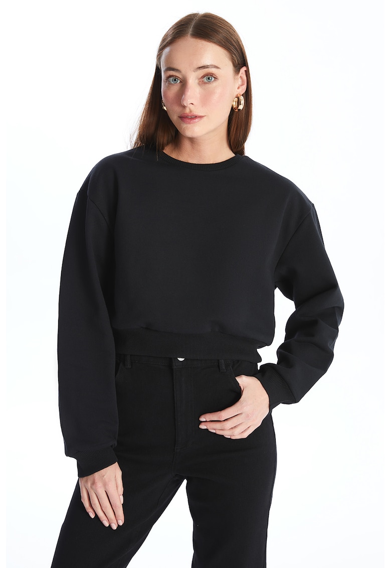 Bluza crop de trening cu decolteu la baza gatului