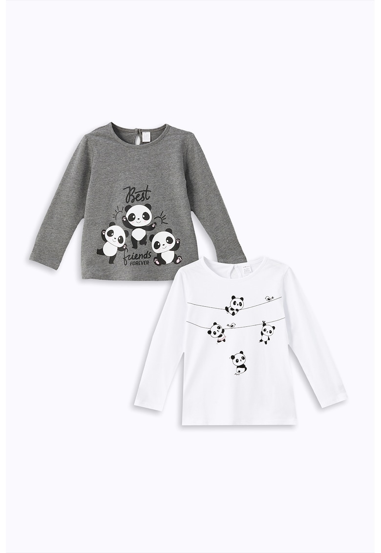 Set de bluze cu imprimeu panda - 2 piese