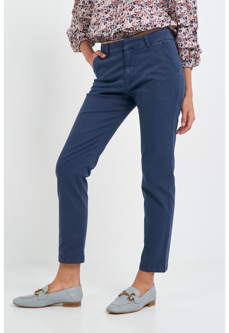 Pantaloni dama uniforma cu buzunare oblice - Albastru