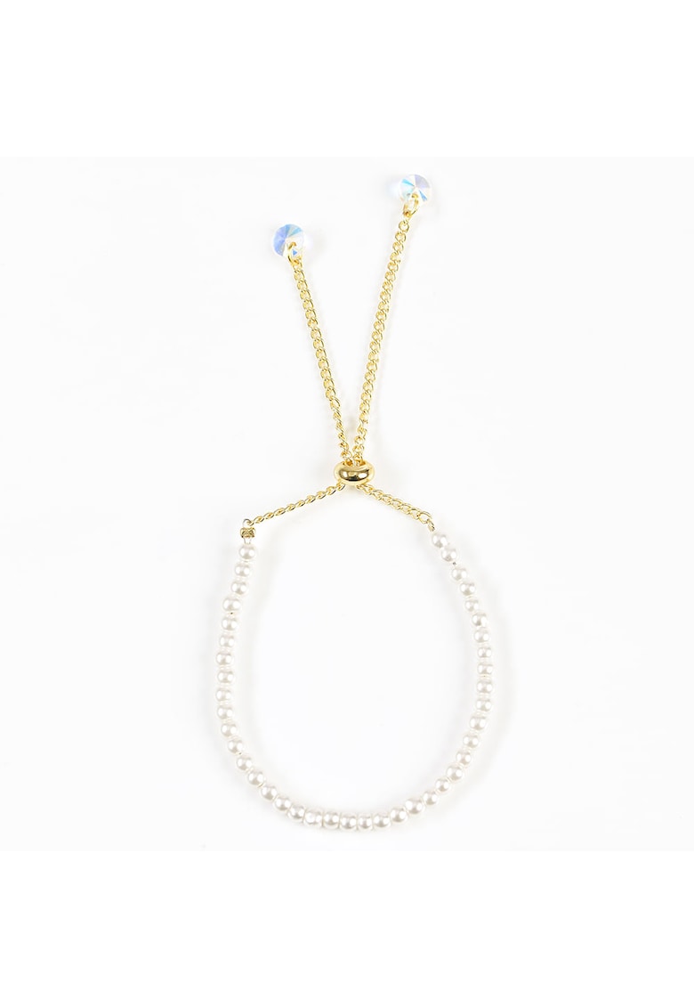 Bratara aurie reglabila cu perle albe - Paris Bratara aurie reglabila cu perle albe - Paris