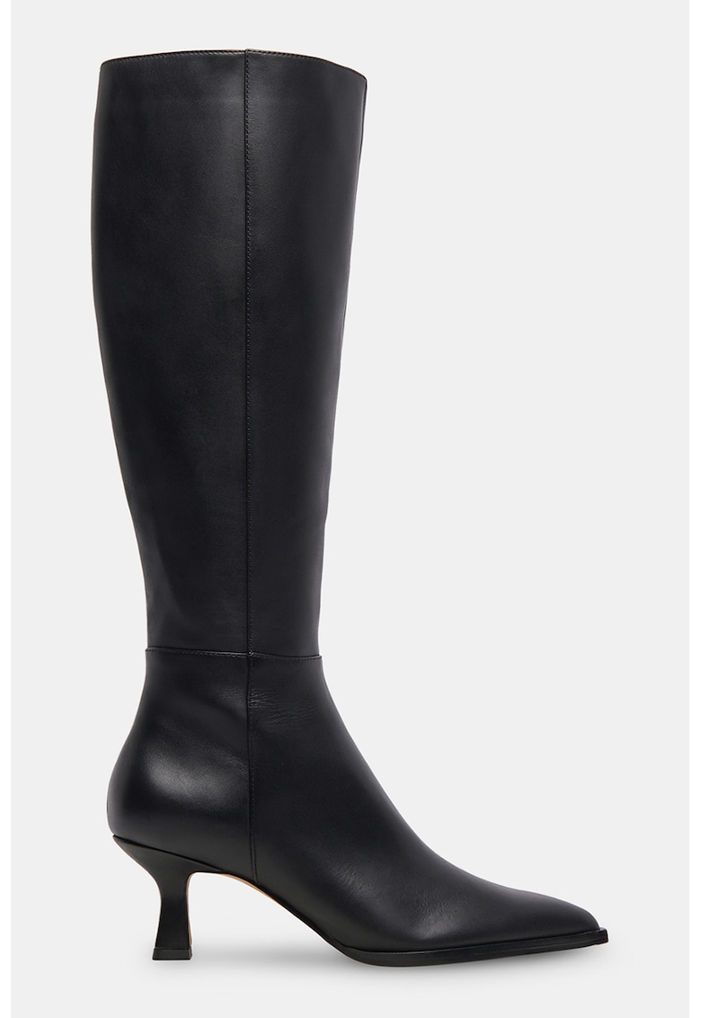 Cizme de piele inalte pana la genunchi cu varf ascutit