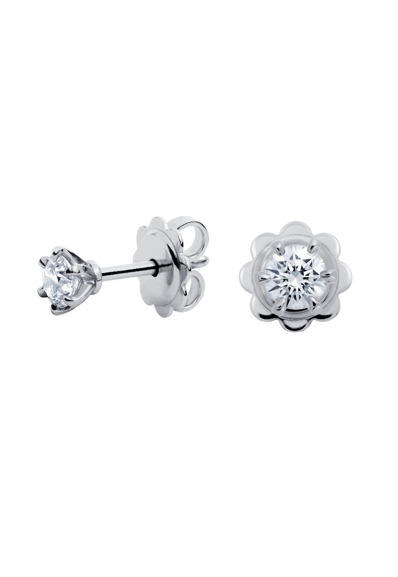 Cercei aur - diamante naturale 0.40 ct - Argintiu - 4.8 mm