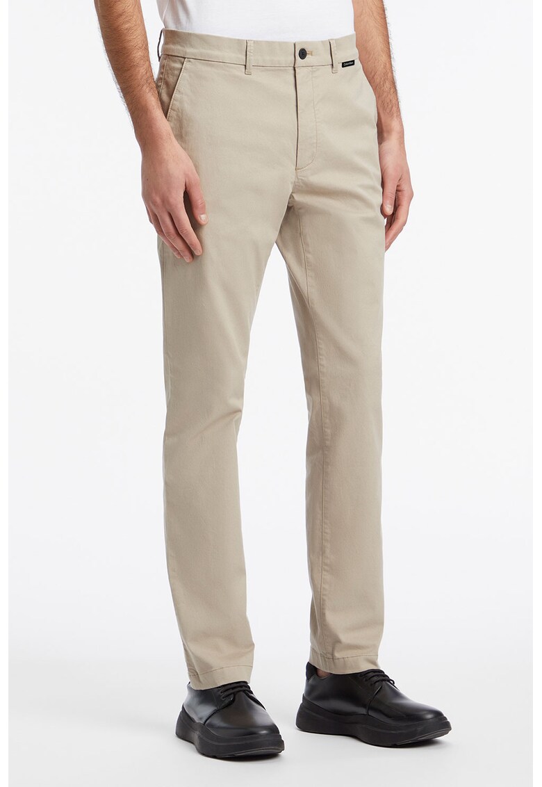 Pantaloni chino slim-fit din amestec de bumbac organic