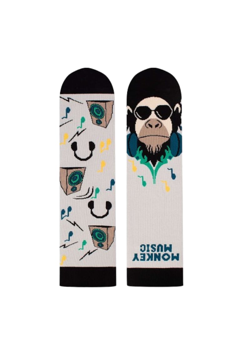 Sosete bumbac Arty Socks Maimuta DJ Albastru pal - Albastru deschis
