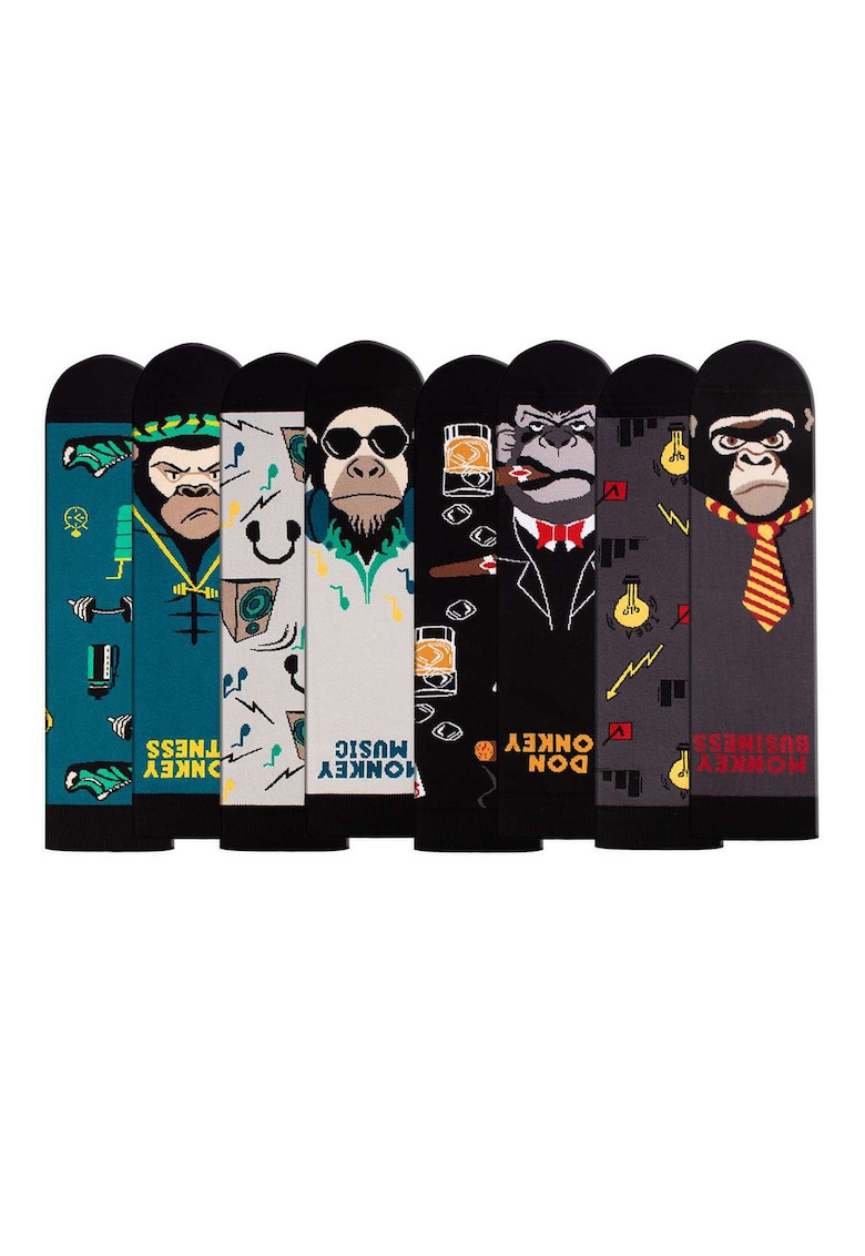 Set 4 perechi de sosete bumbac Arty Socks Maimute in cutie cadou