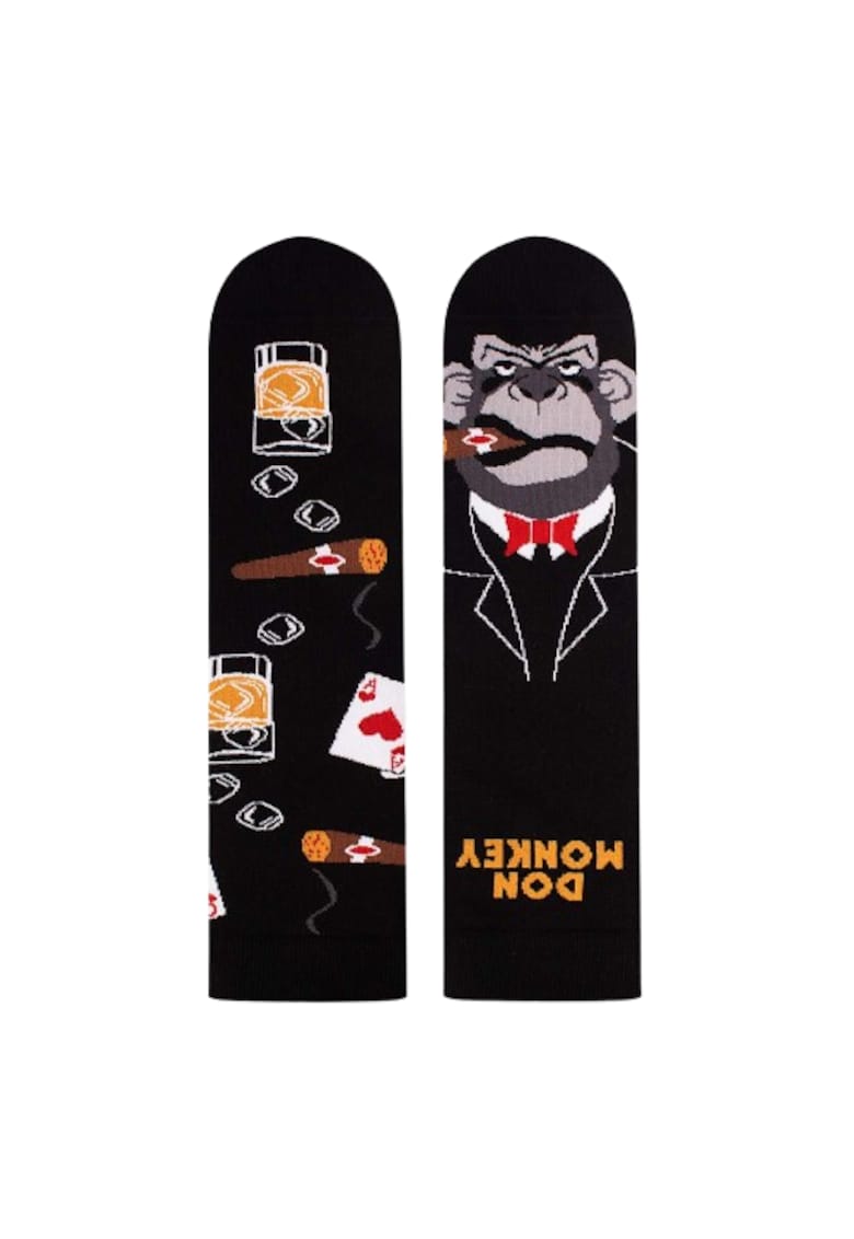 Sosete bumbac Arty Socks Don Maimuta Negru - Negru