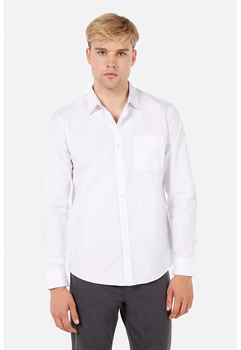 Colins Camasa slim fit de bumbac cu buzunar pe piept - Alb optic