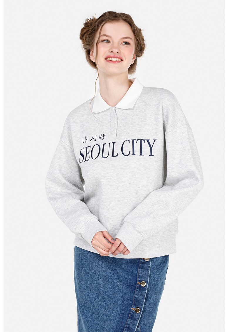 Bluza de trening cu maneci cazute - Gri deschis