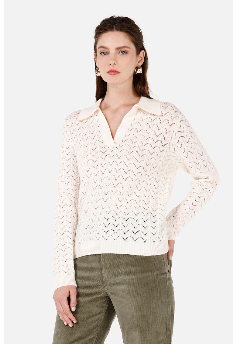 Pulover polo cu detalii Pointelle