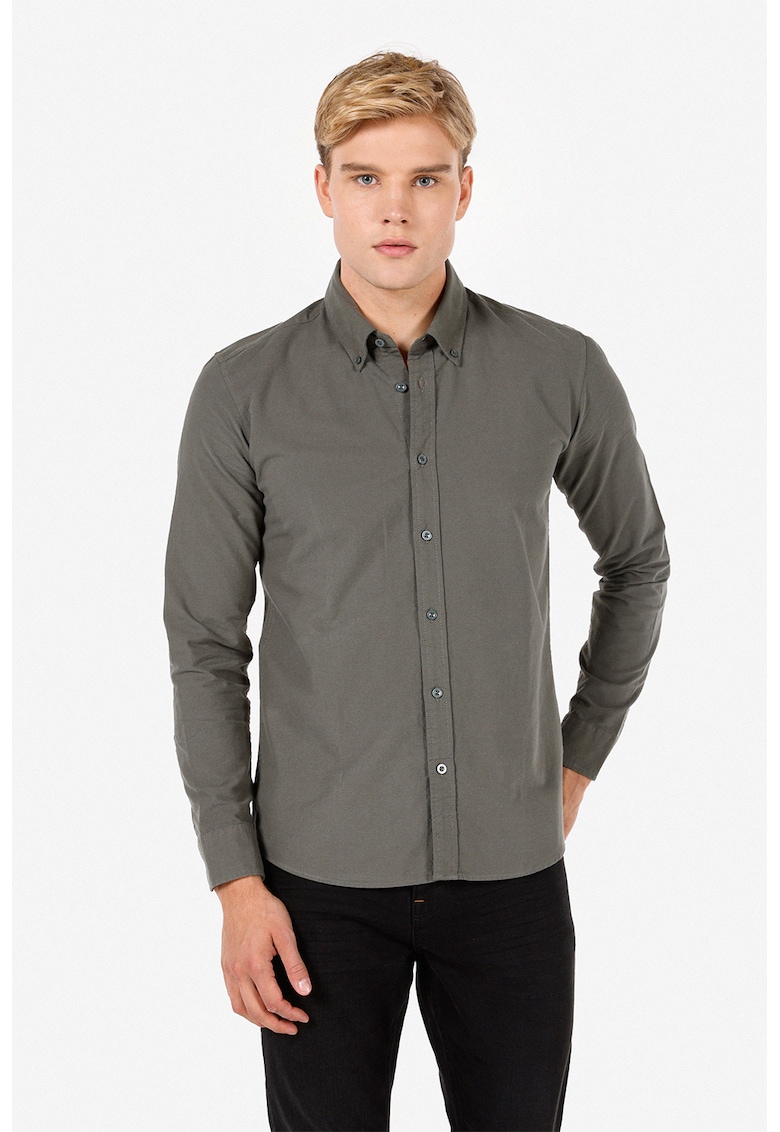 Camasa de bumbac cu guler fixat cu nasturi