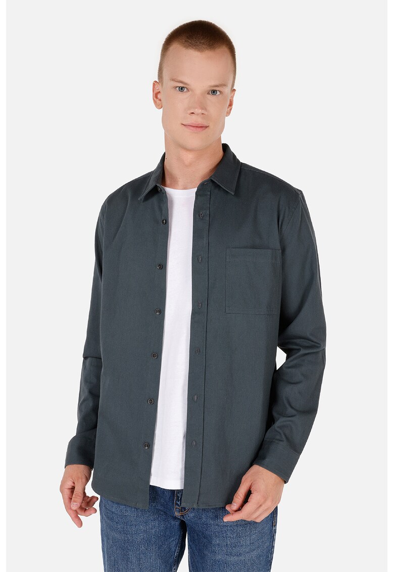 Camasa slim-fit din bumbac - Gri antracit