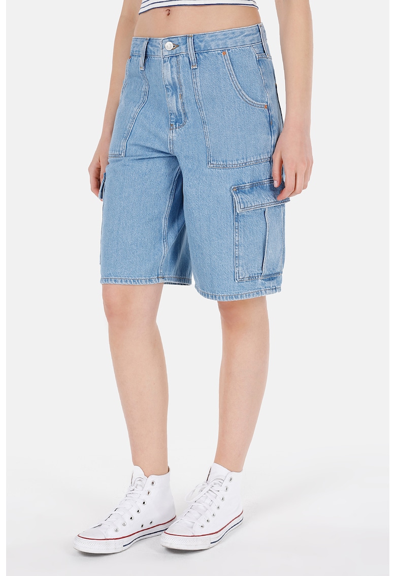 Bermude din denim cu buzunare cargo