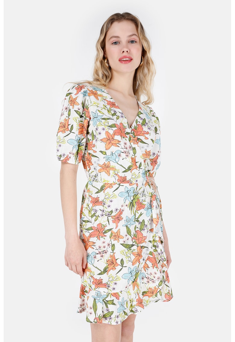 Rochie din amestec de in cu model floral