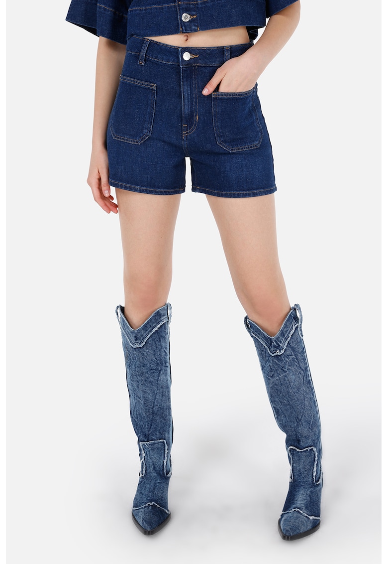 Papuci scurti de denim cu talie medie