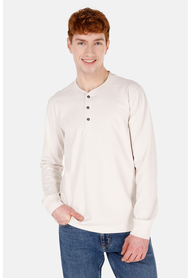 Bluza cu decolteu henley si fenta cu nasturi