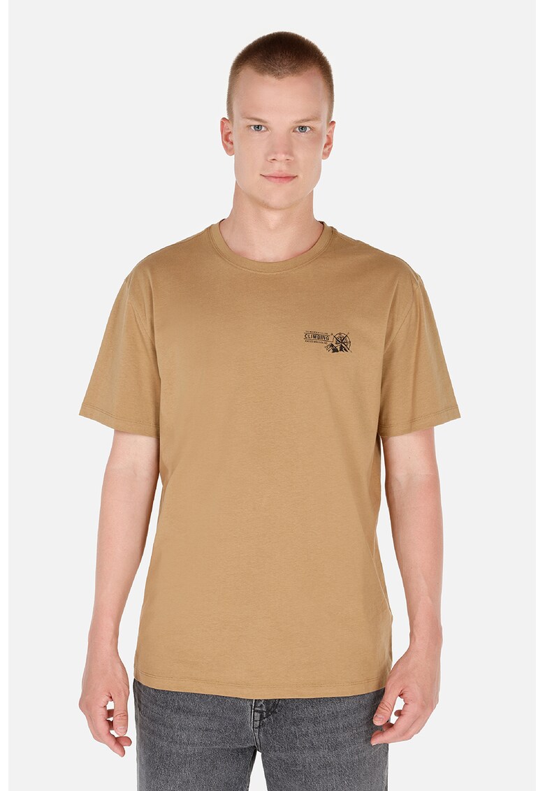 Tricou cu imprimeu text - Maro camel