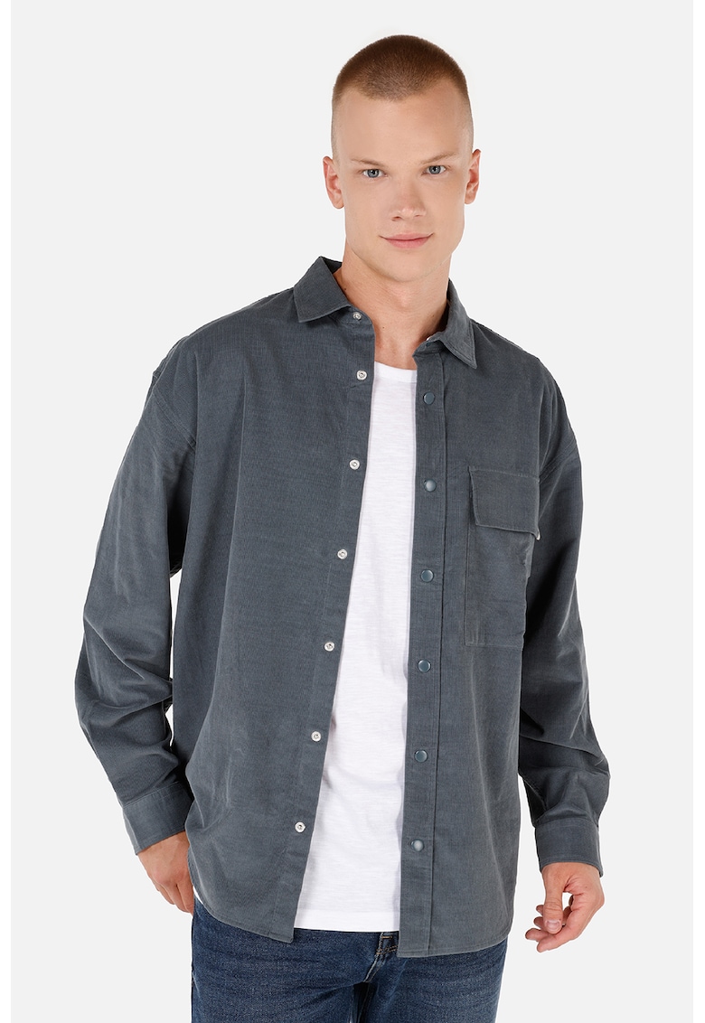 Camasa de bumbac cu buzunar aplicat