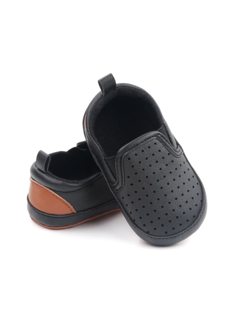 Pantofi Tip Mocasini - Cu Perforatii - Elegant - Piele ecologica - Baieti - Fara inchidere - Negru