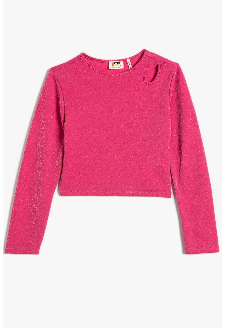 Bluza de trening crop cu decolteu la baza gatului - Fucsia