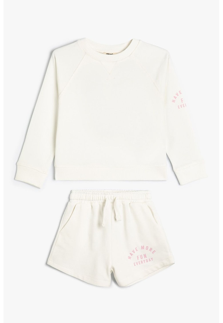 Set de bluza de trening din bumbac si pantaloni scurti - Alb optic