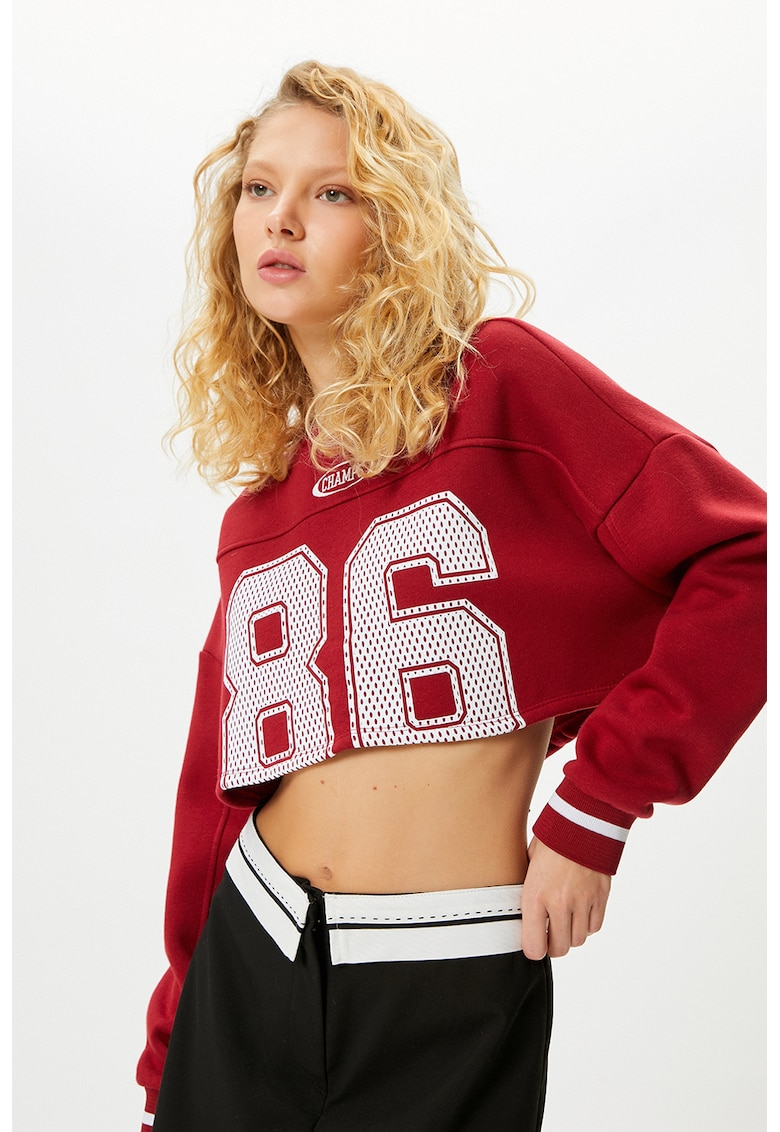 Bluza crop de trening cu maneci cazute