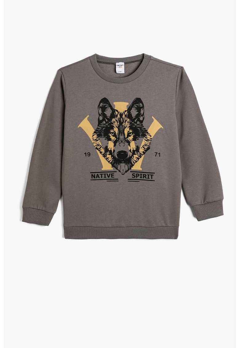 Bluza din amestec de bumbac cu imprimeu - Negru/Maro taupe/Maro camel