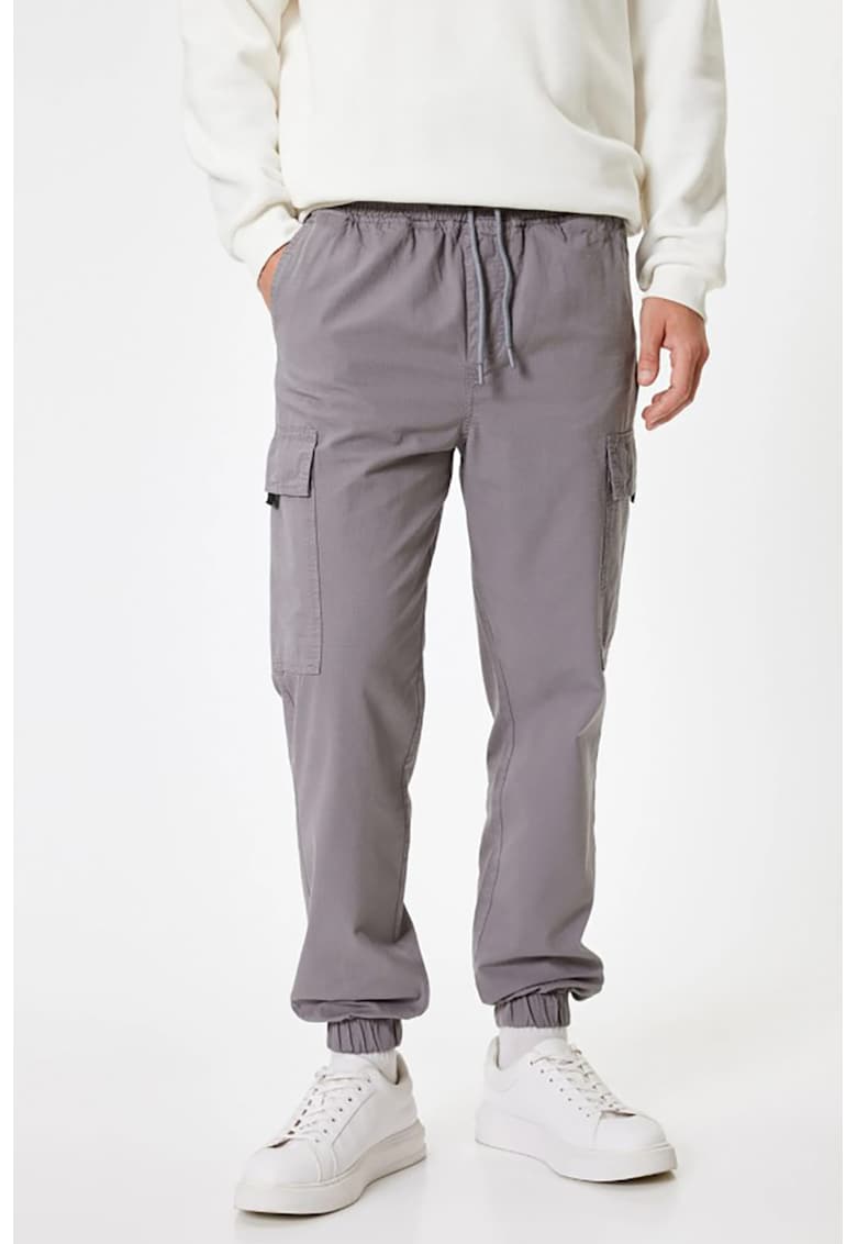 Pantaloni cargo cu snur - Gri deschis