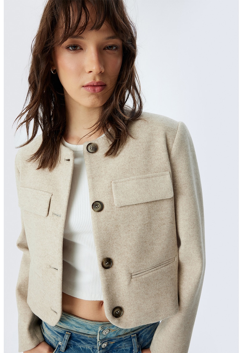 Jacheta crop cu nasturi Jacheta crop cu nasturi