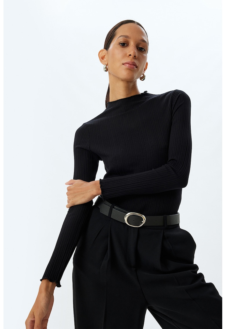 Bluza slim fit striata - Negru