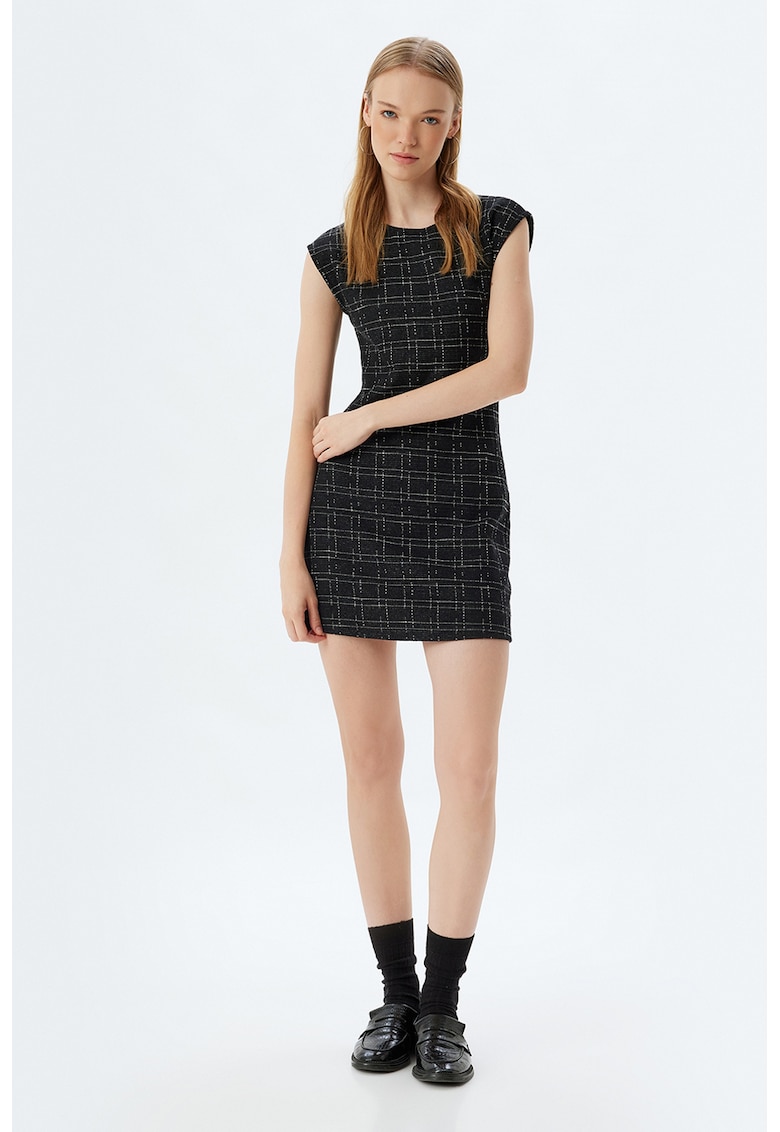 Rochie mini din tuid cu decolteu la baza gatului