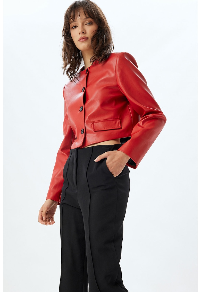 Jacheta crop din piele ecologica