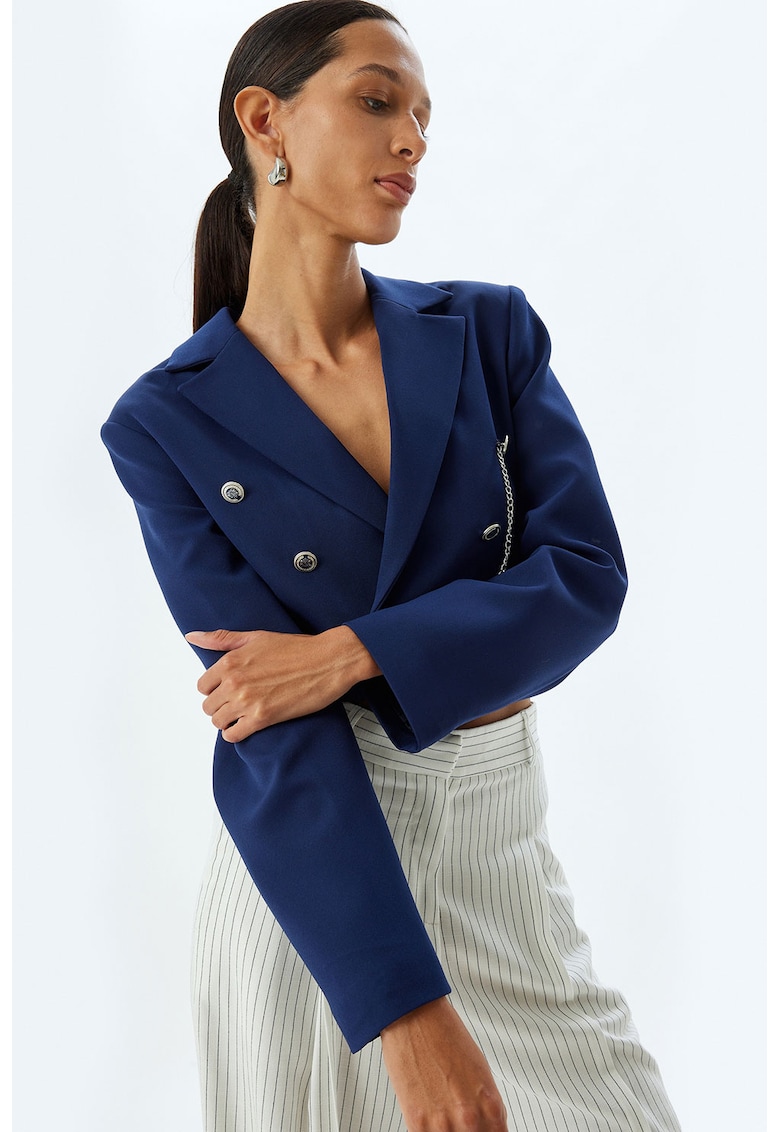 Sacou crop cu detaliu cu lant