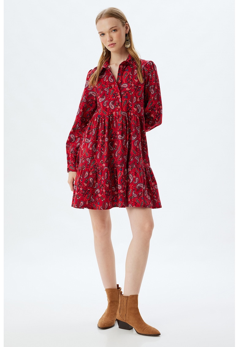 Rochie-camasa de bumbac stratificata cu model paisley