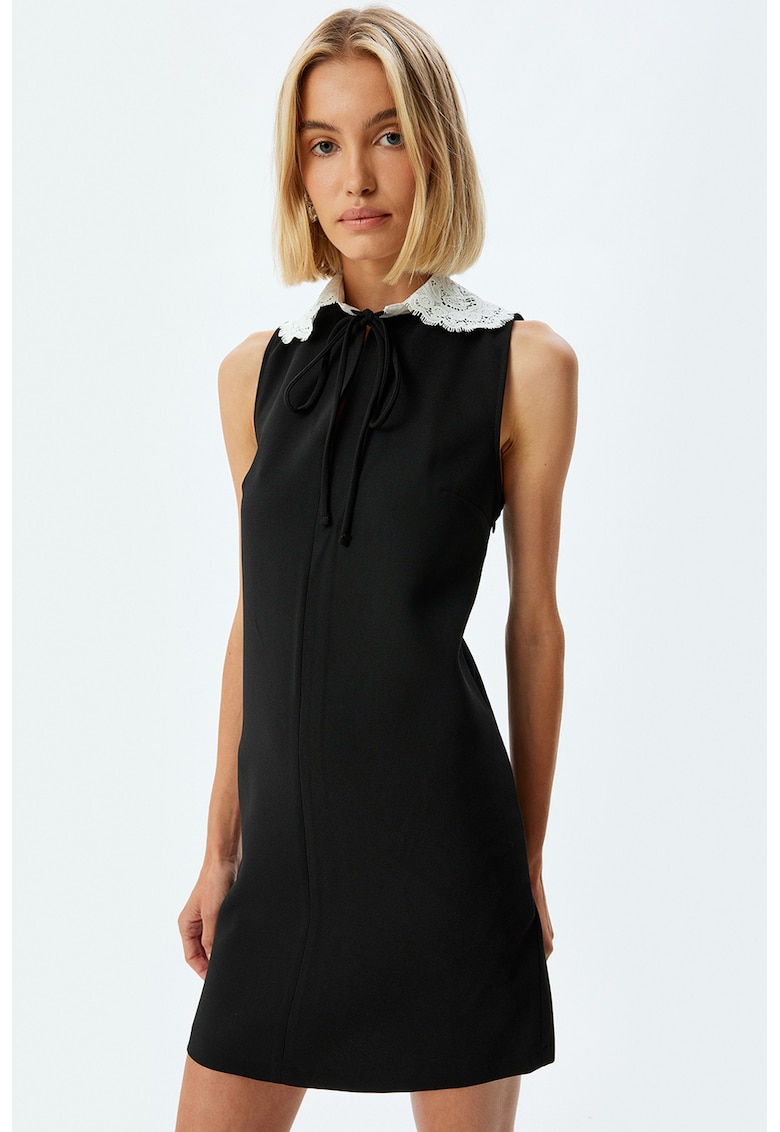Rochie mini uni cu guler de dantela