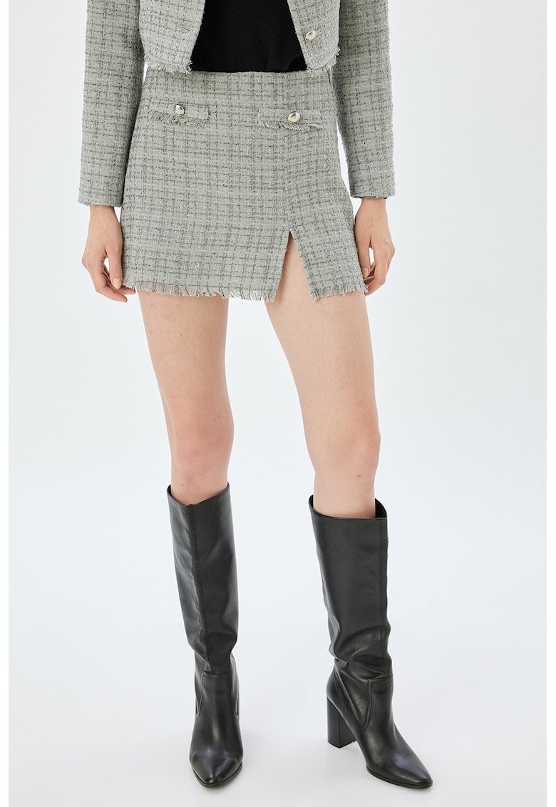 Fusta mini din tuid cu slit lateral