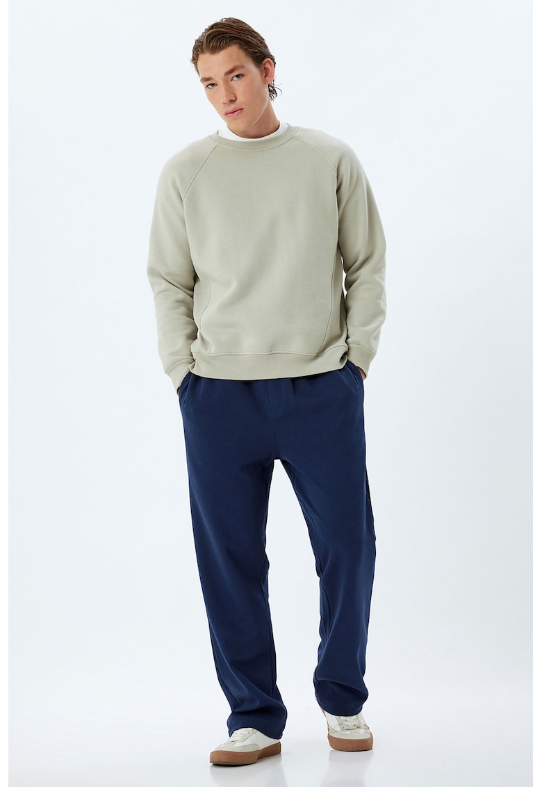 Pantaloni din amestec de bumbac cu model uni