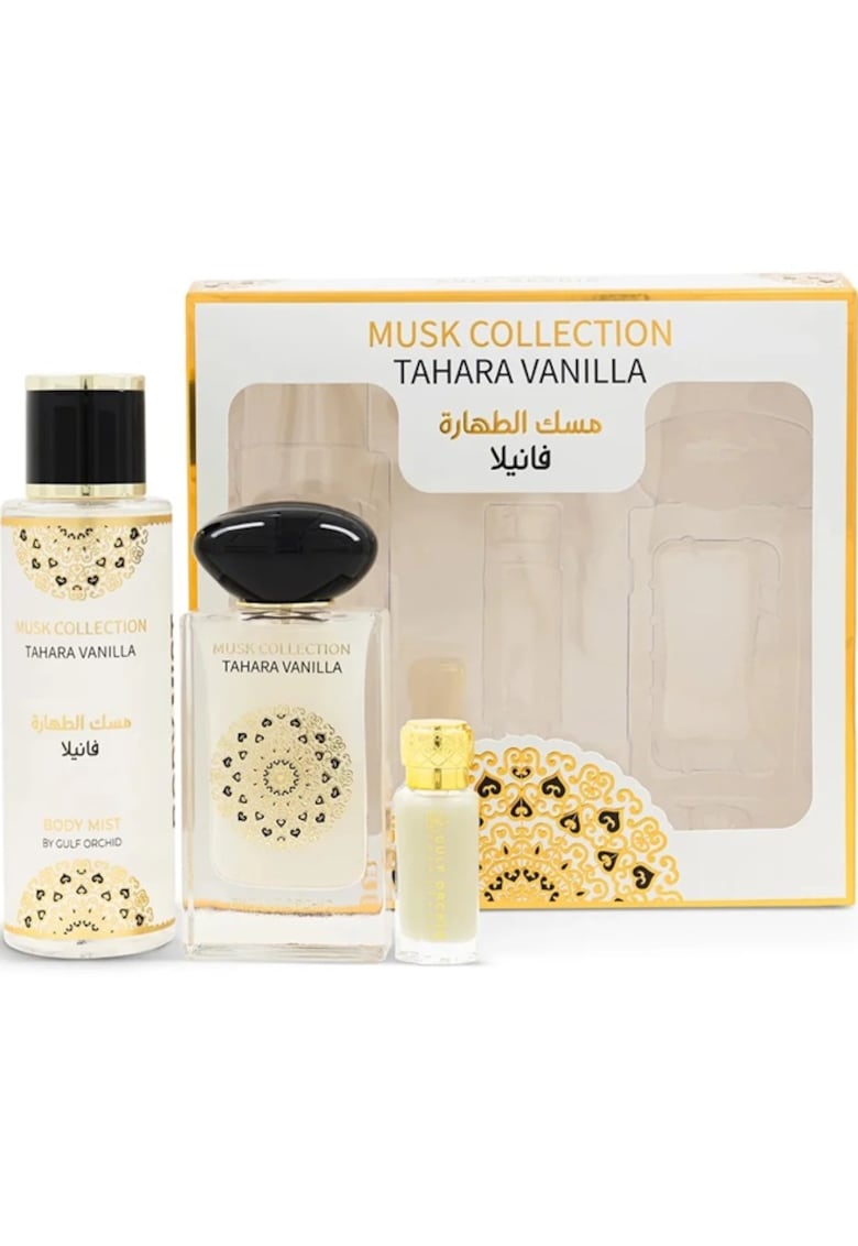 Set Apa de parfum Tahara Vanilla 60 ml + 250 ml Spray de corp + 12 ml Ulei Concentrat - Femei