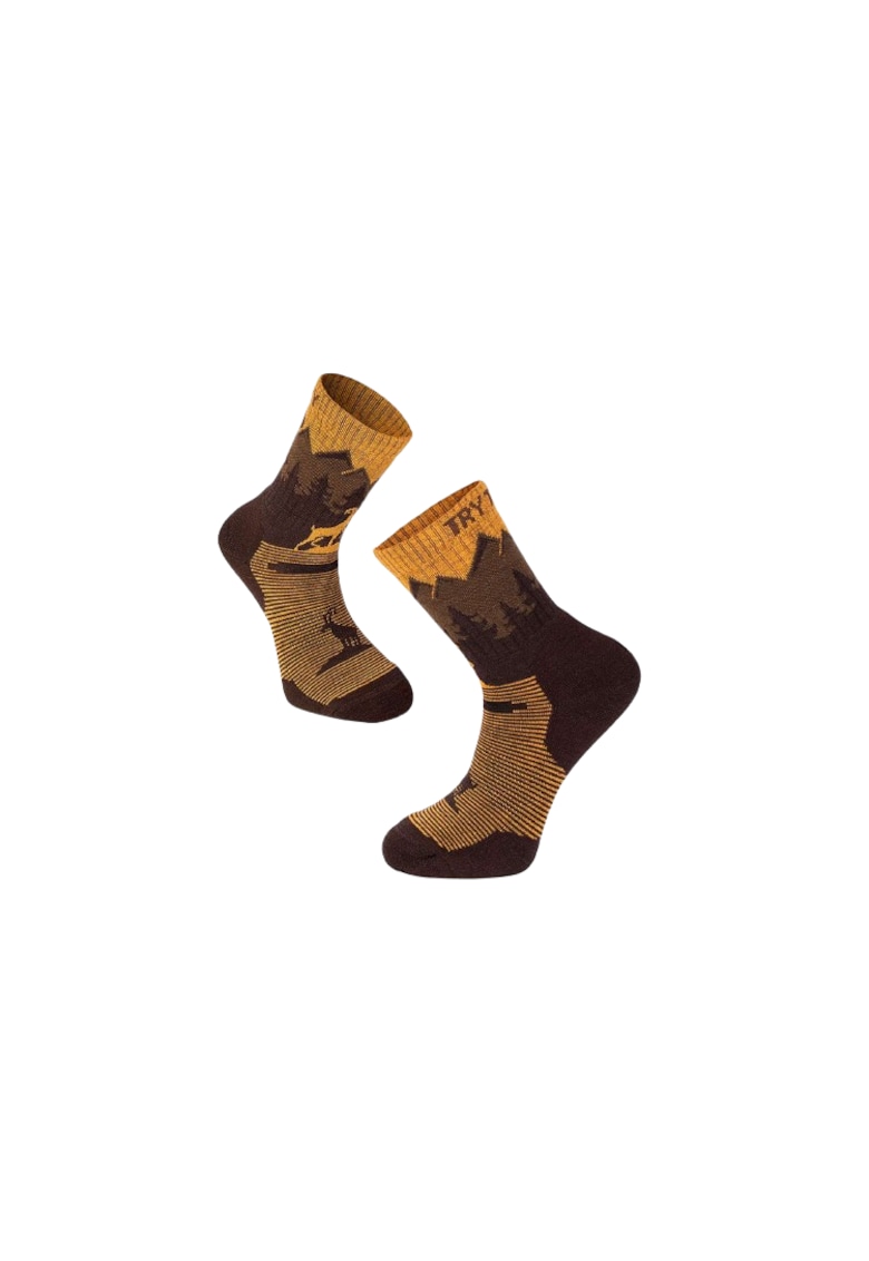 Sosete pentru Drumetie din Lana de Merinos cu Capricorn Alpin Galben