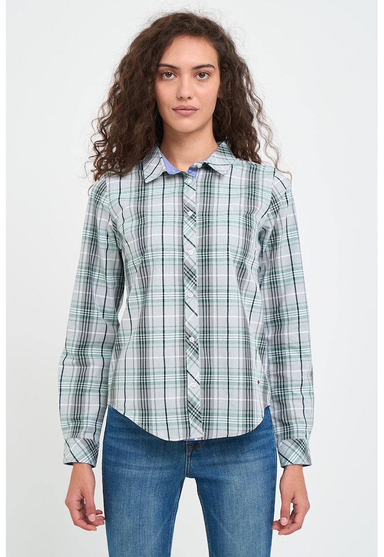 Camasa in carouri din bumbac - Verde inchis/Verde pal