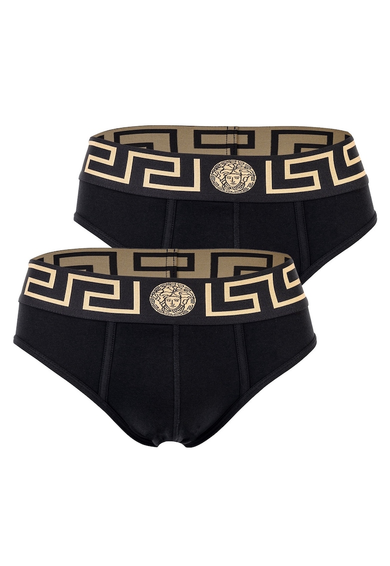 Set de chiloti cu banda logo in talie - 2 perechi